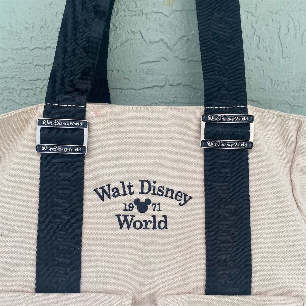 Disney Walt Disney World 1971 Large Canvas Tote Bag Beige - Picture 3 of 14